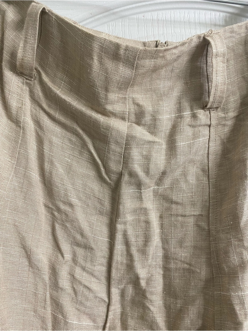 Vintage Y2K Sears Covington Linen Blend Flowy Boho Midi A-Line Beige 14 New - Picture 5 of 12